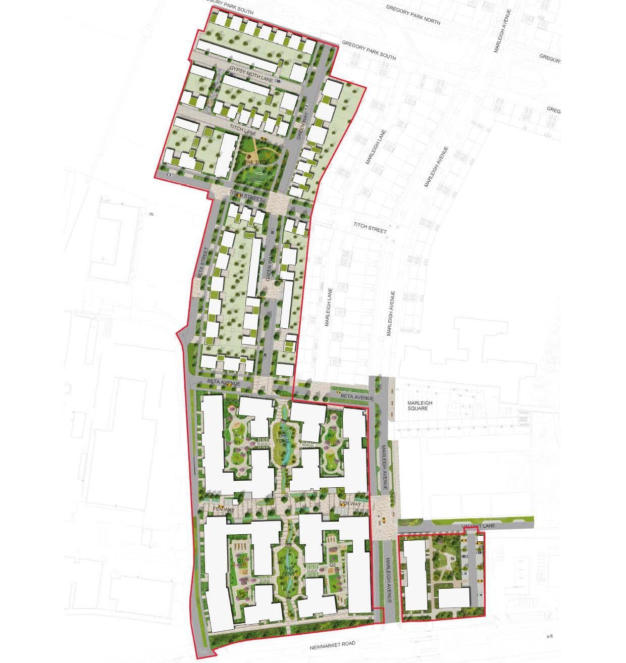 An illustrative masterplan of the Marleigh Phase 2 development. © BMD