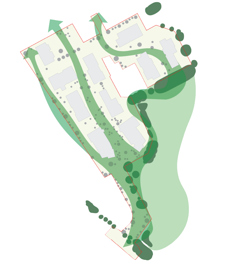 An illustrative plan showing the proposed urban greening at Lea Bridge Gasworks. © BMD