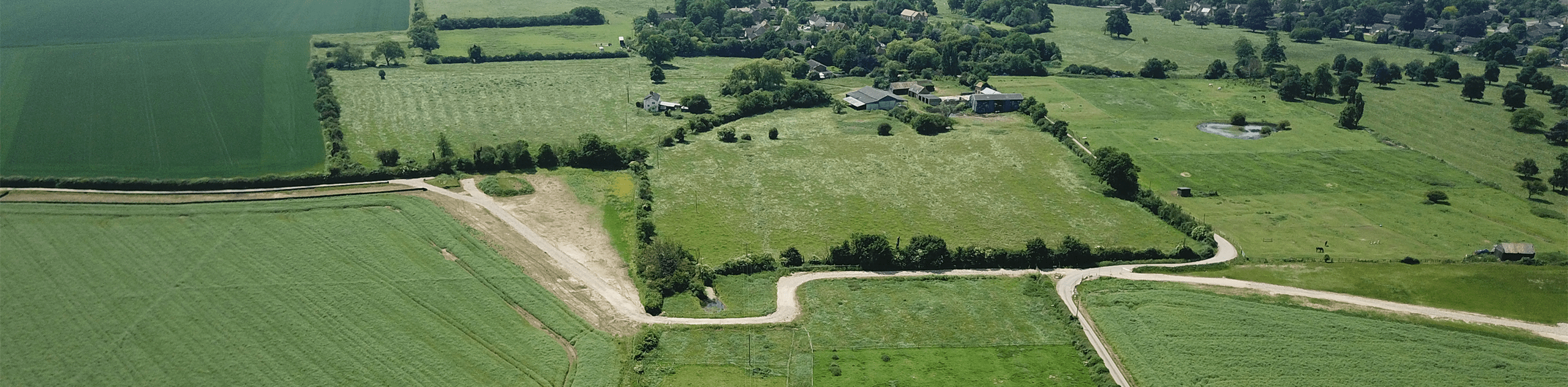 An aerial photograph of Grange Farm and surrounding countryside. © BMD An aerial photograph of Grange Farm and surrounding countryside. © BMD