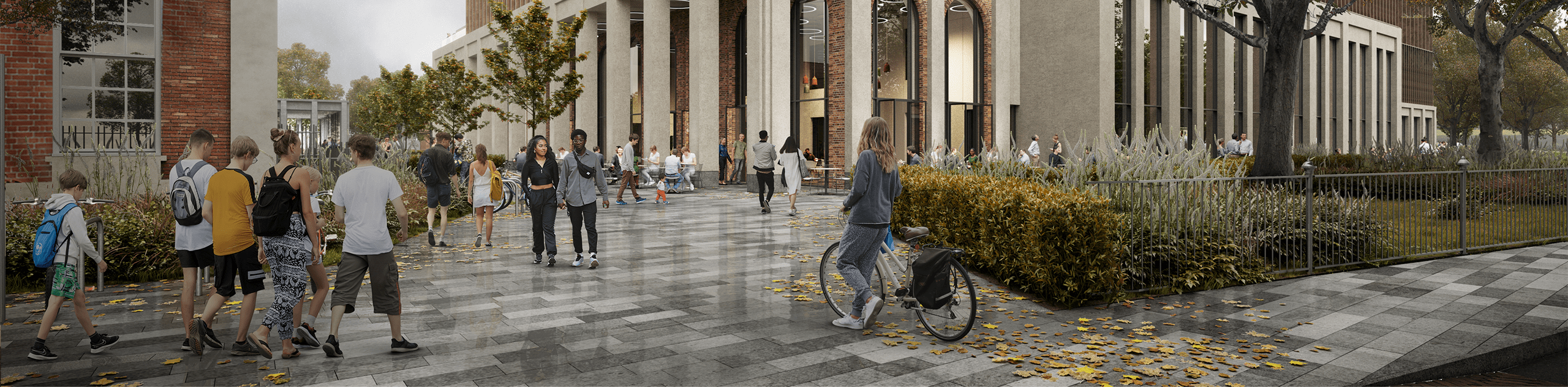 A CGI render of the new leisure centre and civic space at Kingston. © Faulkner Brown A CGI render of the new leisure centre and civic space at Kingston. © Faulkner Brown