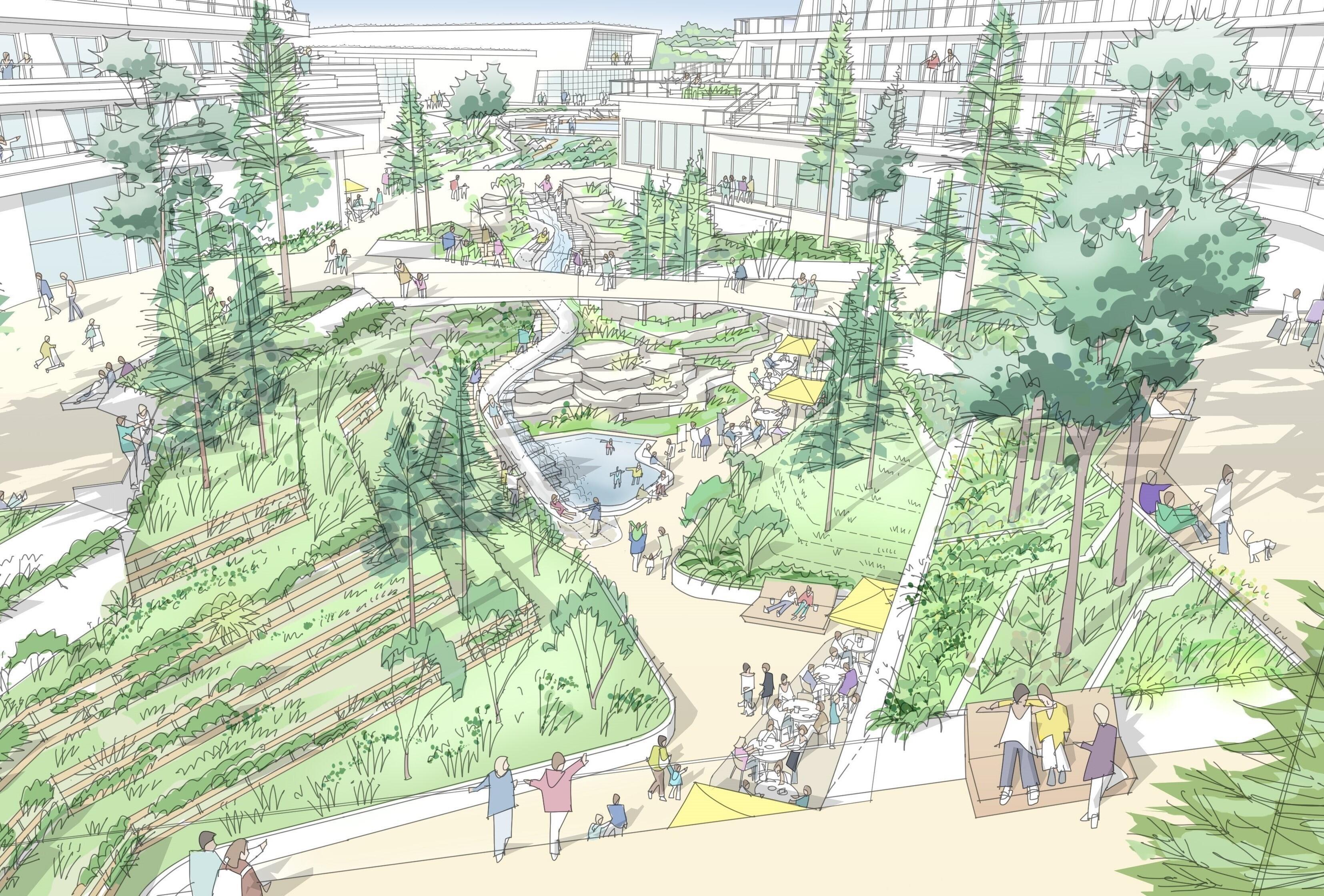 A hand drawn sketch of 'The Valley' at Valley Ridge. © BMD & James Holyoak A hand drawn sketch of 'The Valley' at Valley Ridge. © BMD & James Holyoak