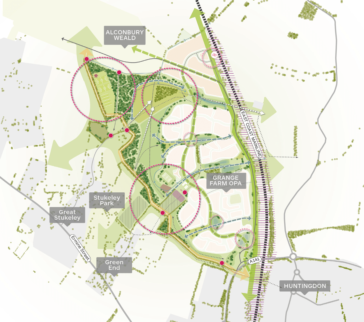 A framework plan for Grange Farm. © BMD