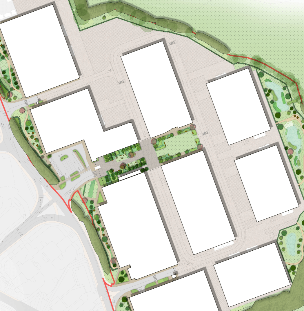 An illustrative masterplan showing the proposed development at Sky Studios Elstree South. © BMD