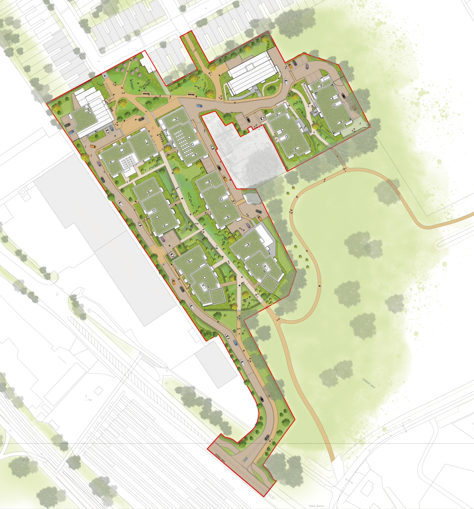 An illustrative masterplan showing the proposed development at Lea Bridge Gasworks. © BMD