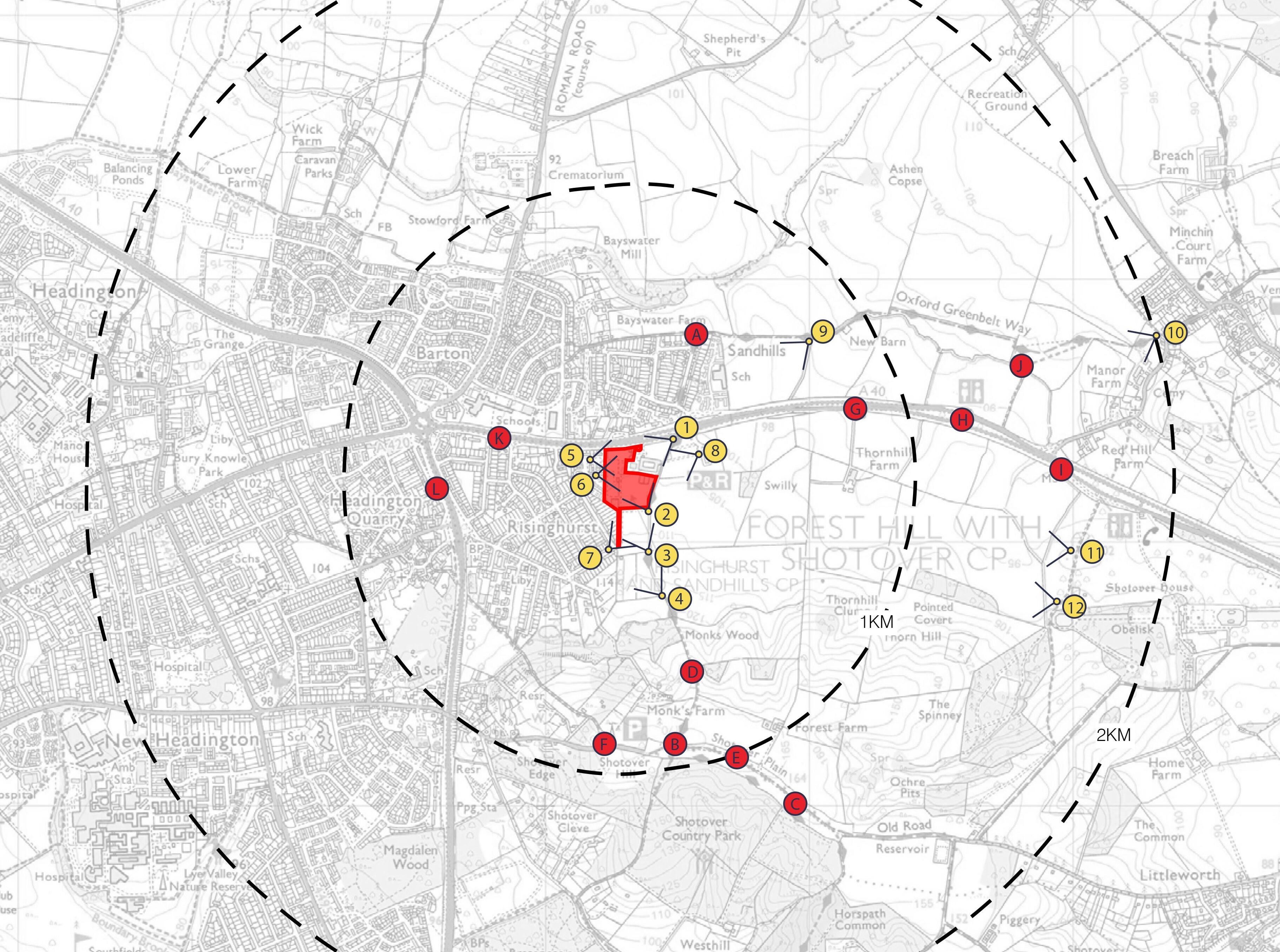 A plan showing viewpoint locations of the proposed development within the surrounding context. © BMD