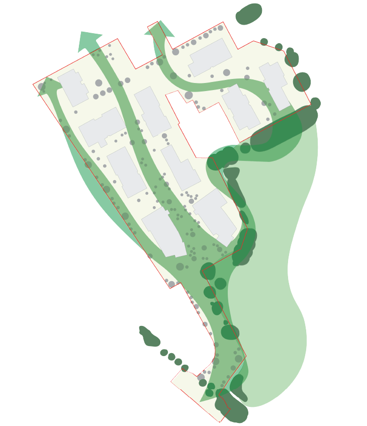 An illustrative plan showing the proposed urban greening at Lea Bridge Gasworks. © BMD An illustrative plan showing the proposed urban greening at Lea Bridge Gasworks. © BMD