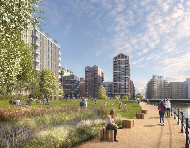 A CGI view of the proposed riverside development at Leven Road