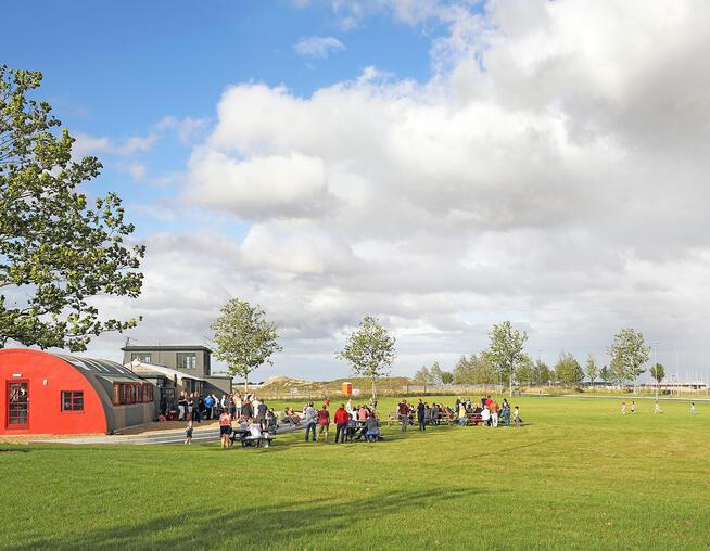 A photograph of a pop-up bar at the Watchtower, Alconbury Weald. © U&C