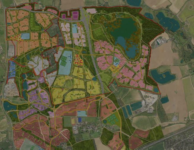 An illustrative masterplan showing all the proposed development at Chelmsford
